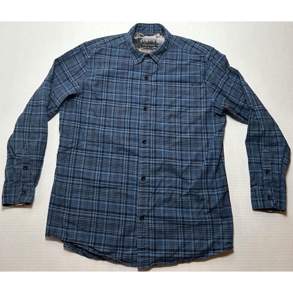 Pladra Flannel Work Shirt Long Sleeve Men's Size XL Flip-Cuff Outdoors Cotton